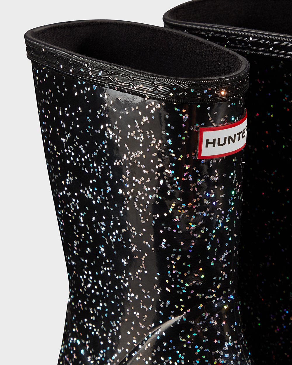 Botas de Lluvia Hunter Niños - Original First Giant Glitter - Negros - XRBQCLI-02